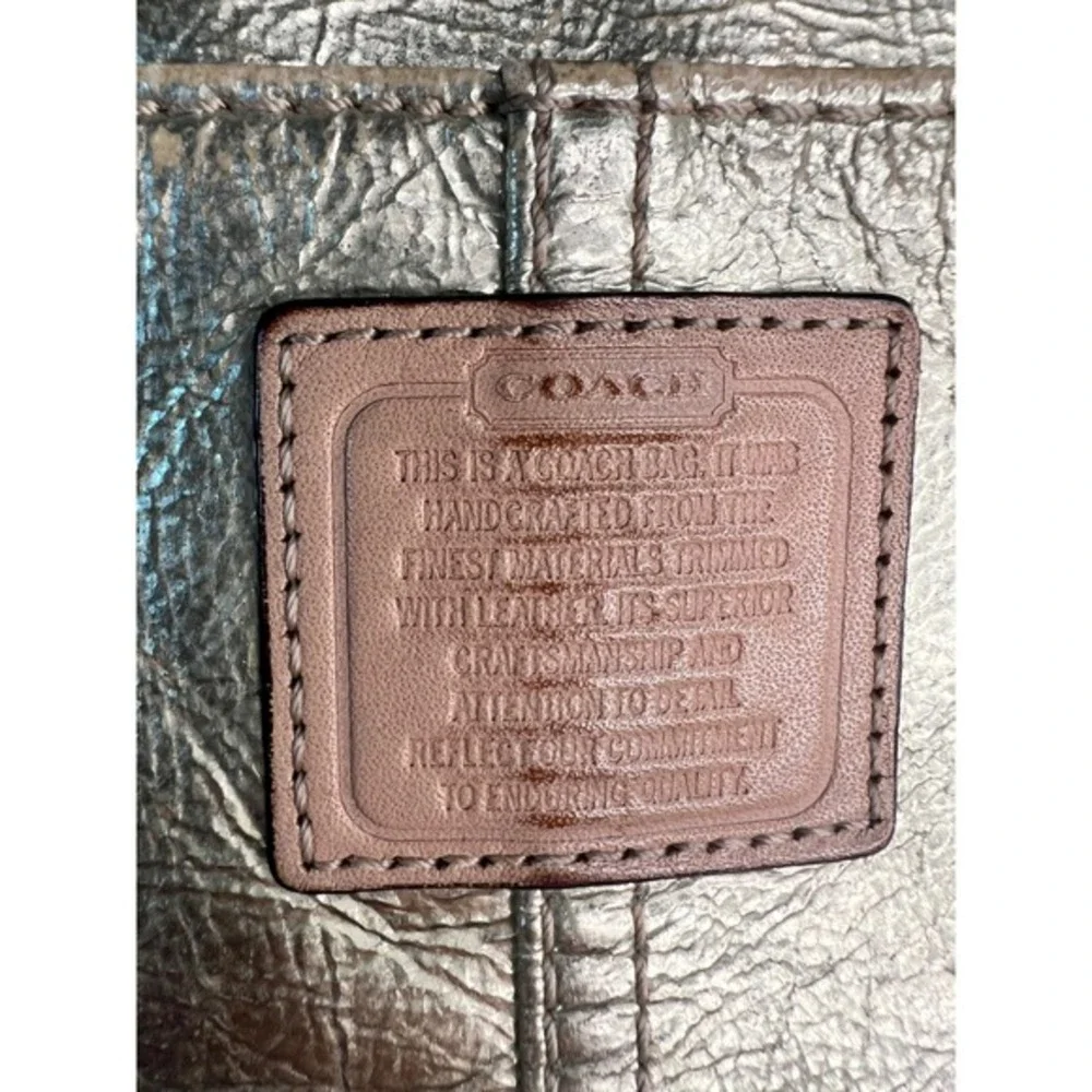 Coach Metallic Gold Leather Crossbody‎ Bag Tan Trim Slim Messenger